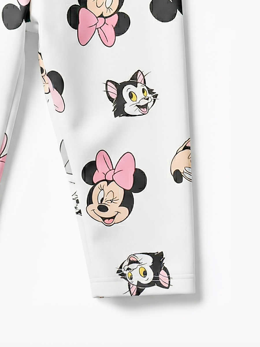Cotton Round Neck Long Sleeves Pyjama Set with Minnie Mouse Print