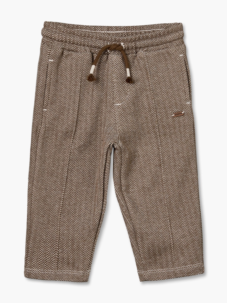 Trousers with Textured Design, Drawstring Waistband