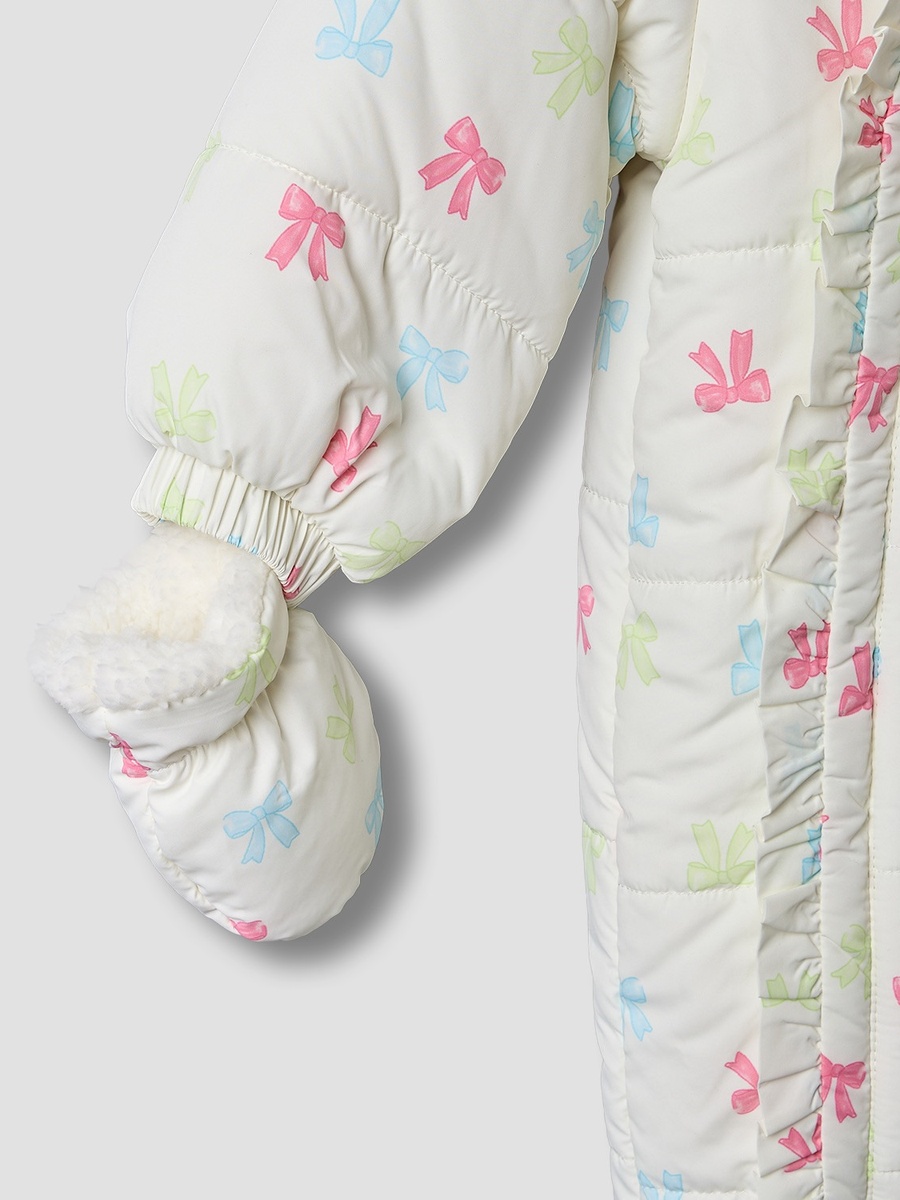 Hooded Long Sleeves Coverall with Bow Print
