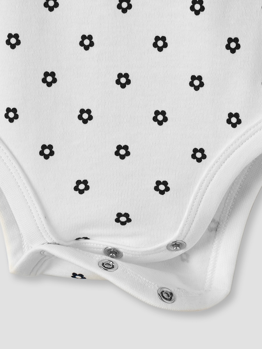 Cotton Square Neck Strappy Bodysuit with Floral Print