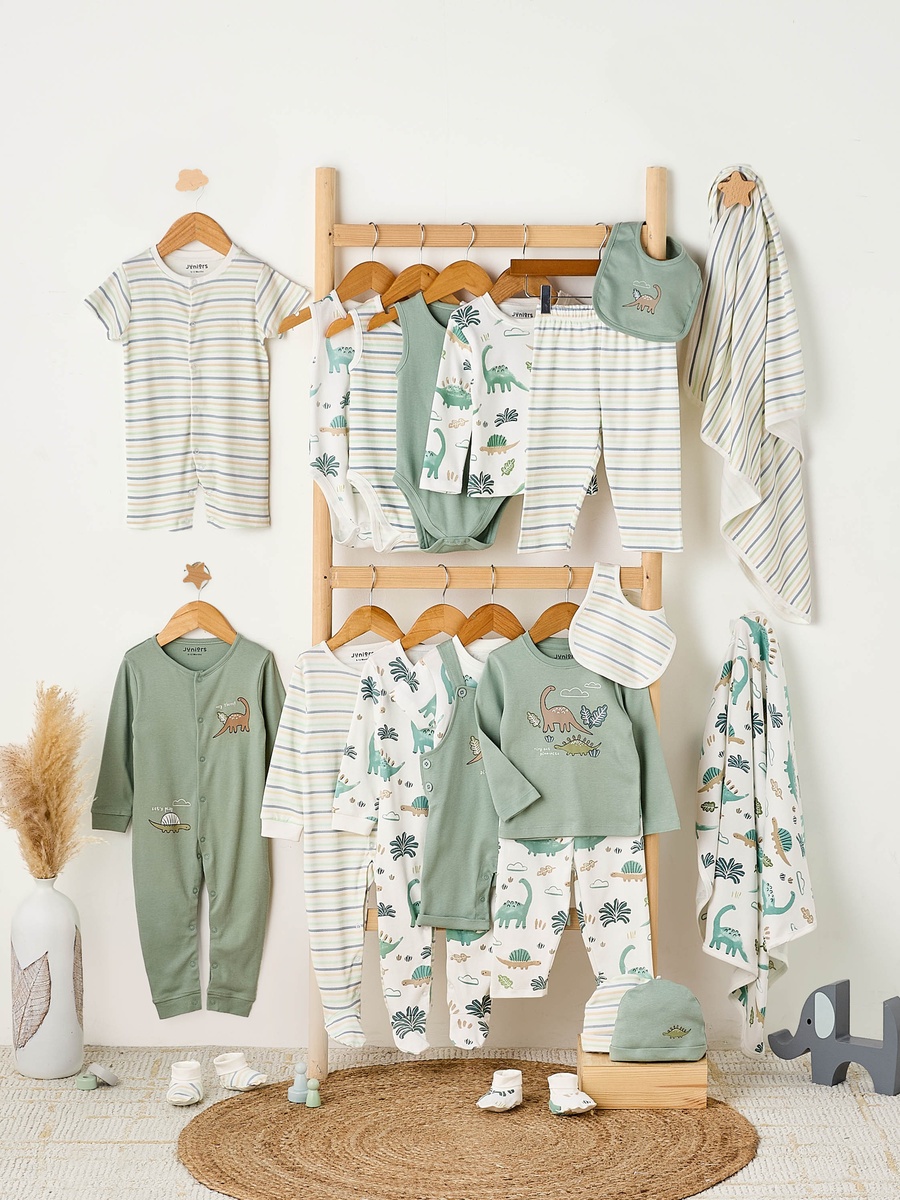 Pack of 3 Round Neck Sleeveless Bodysuit with Dinosaur Print