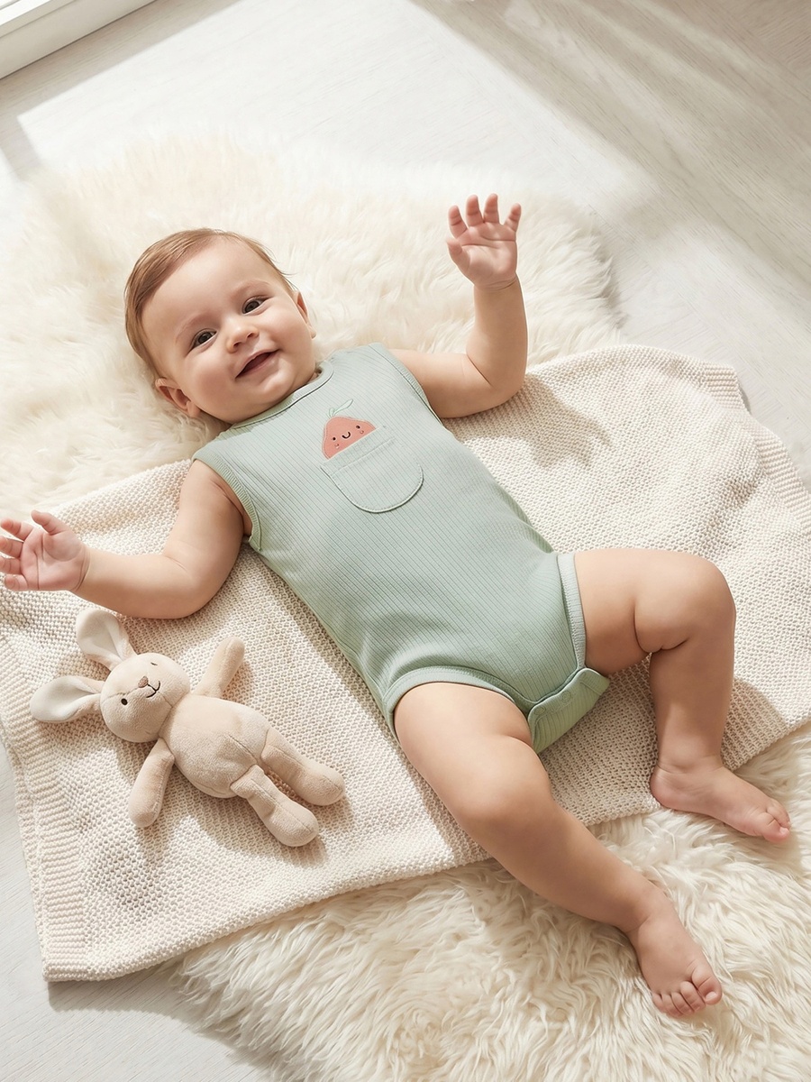 Pack of 2 Crew Neck Sleeveless Bodysuit with Fruit Detail