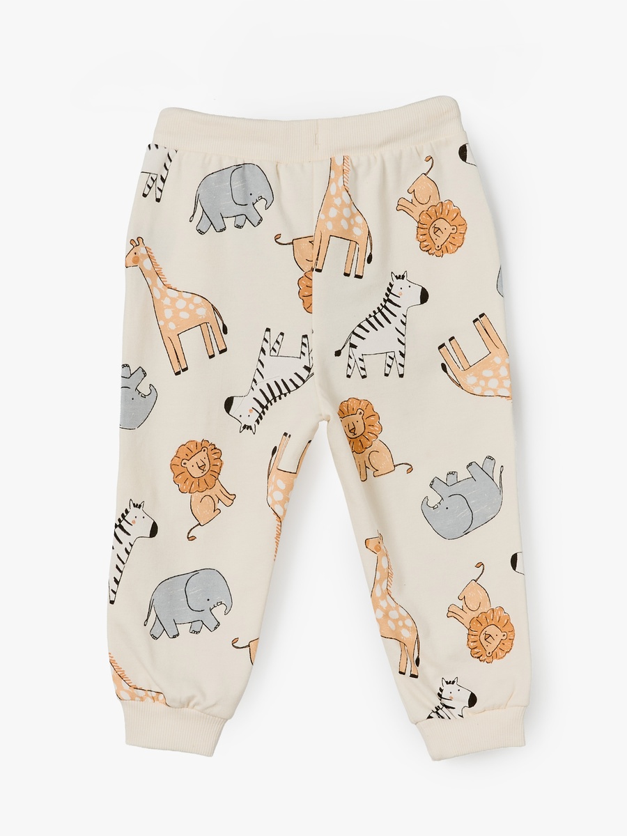 Drawstring Waist Joggers with Safari Print