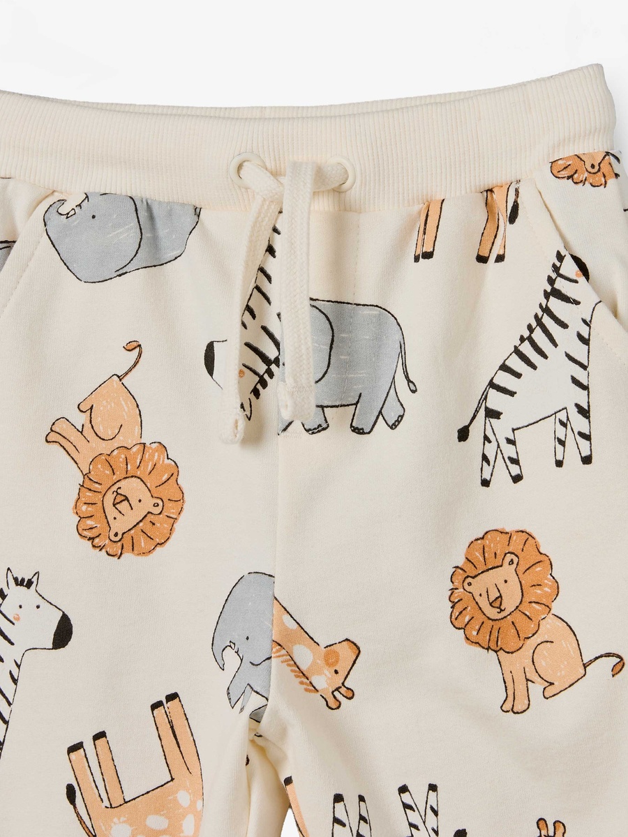 Drawstring Waist Joggers with Safari Print