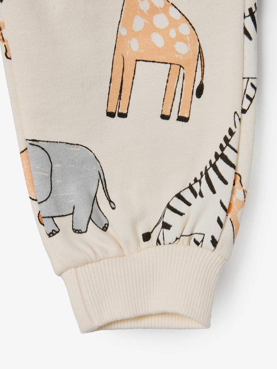 Drawstring Waist Joggers with Safari Print