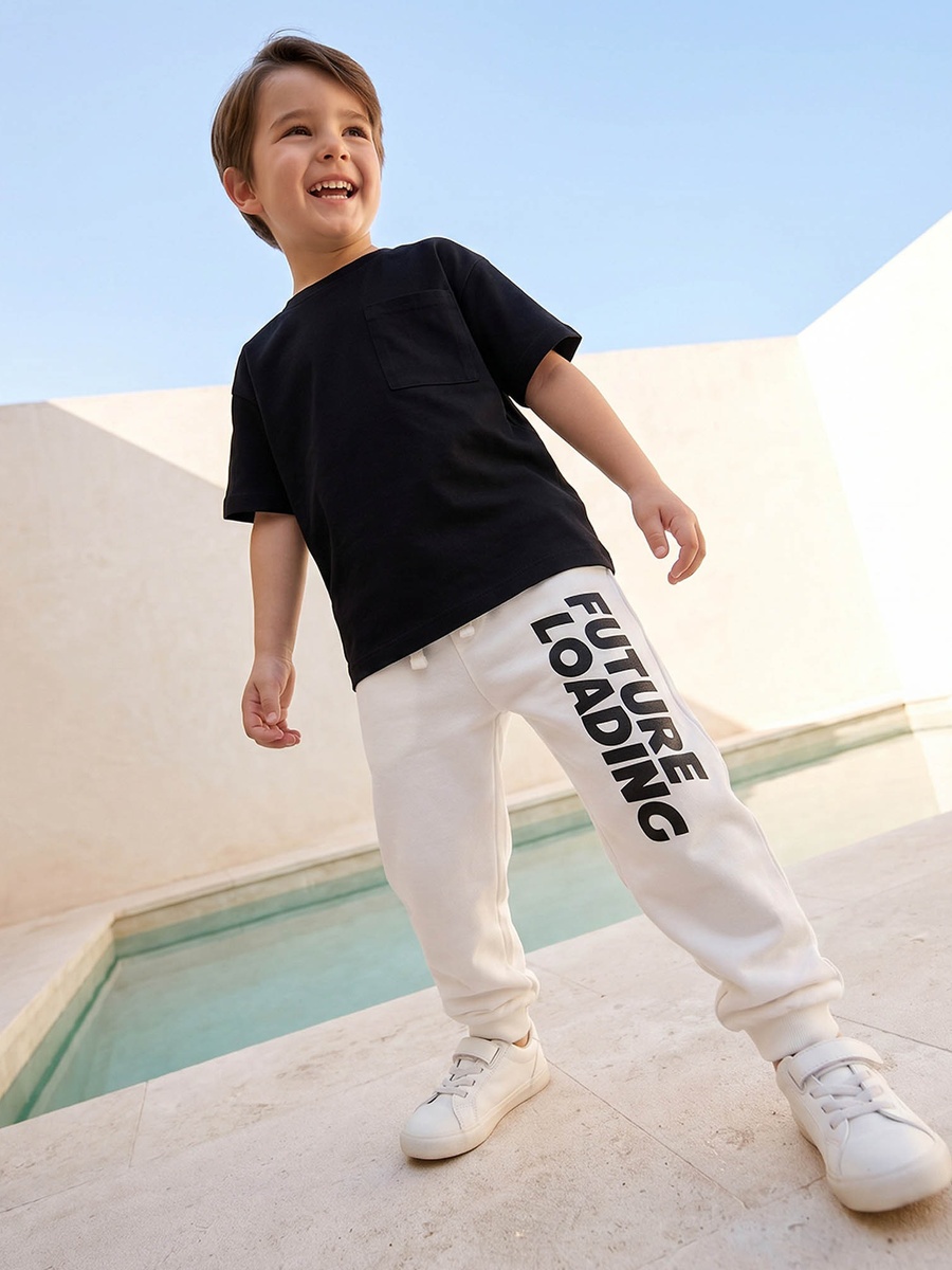 Drawstring Waistband Joggers with Print