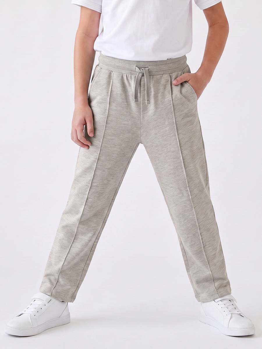 Elasticated Drawstring Waist Track Pants with Panelled Design