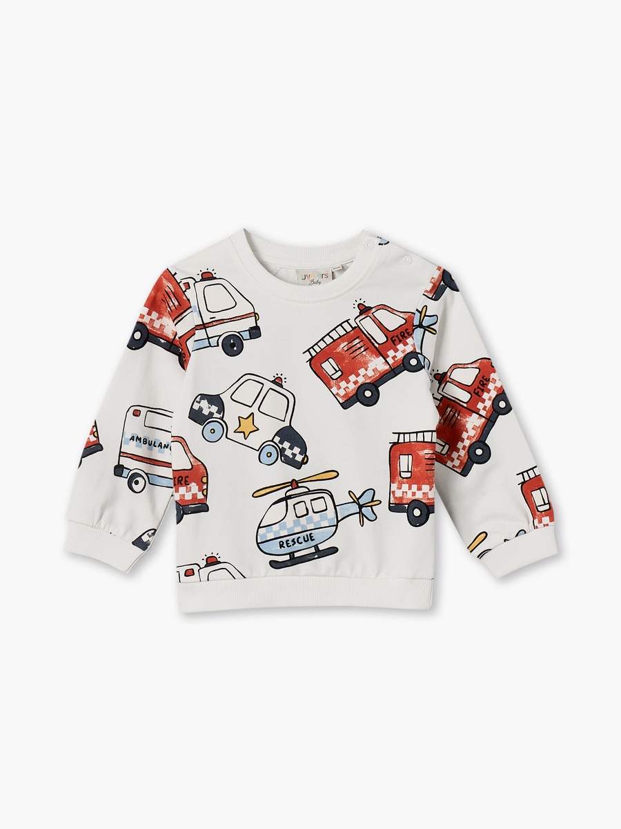 Rescue Vehicle Print Sweatshirt with Long Sleeves