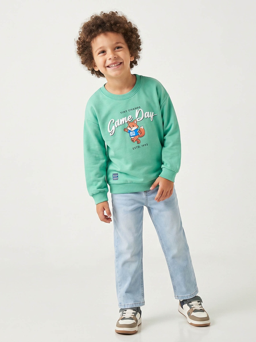 Fox Print Sweatshirt with Long Sleeves