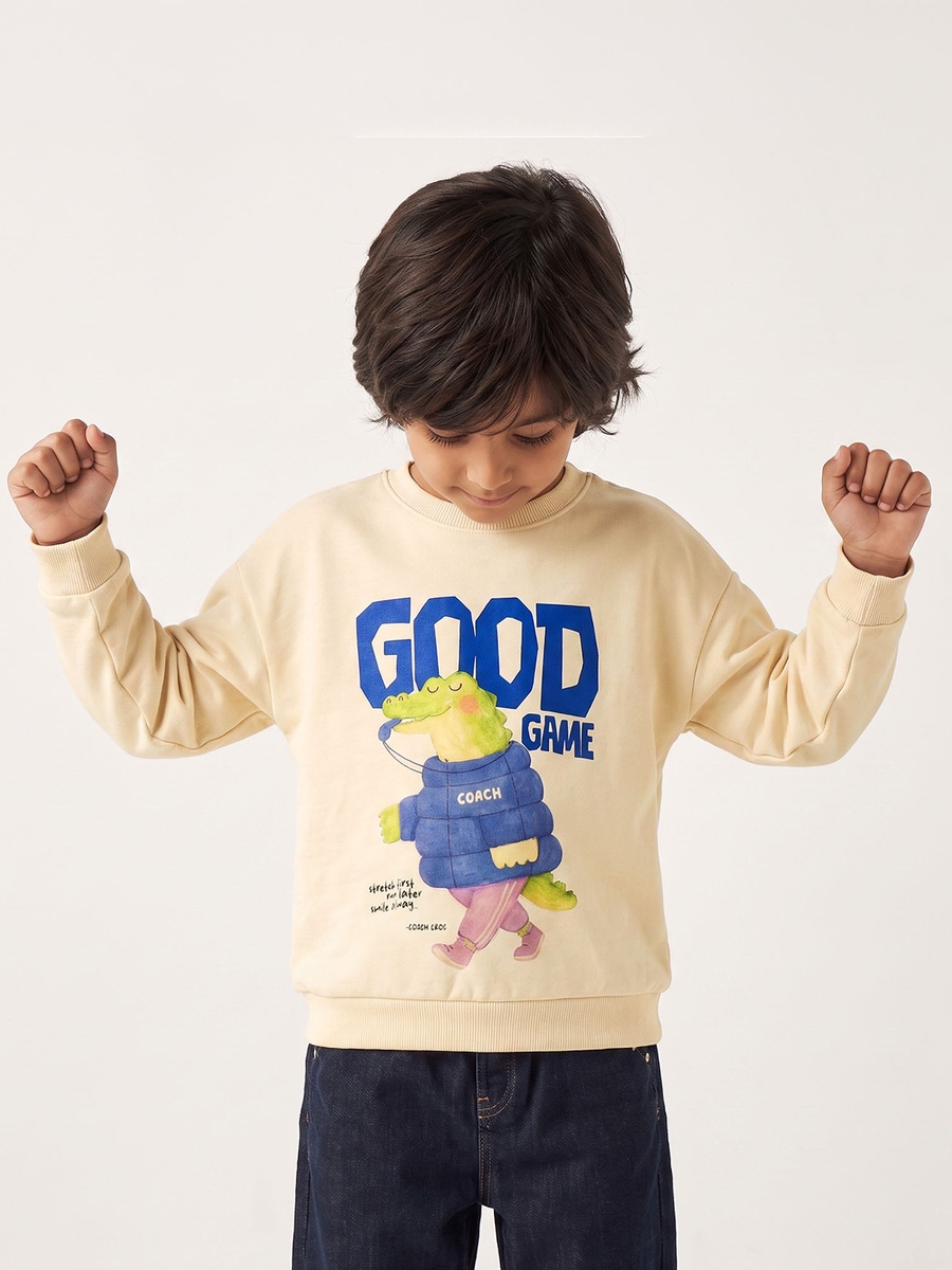 Graphic Print Sweatshirt with Ribbed Trim