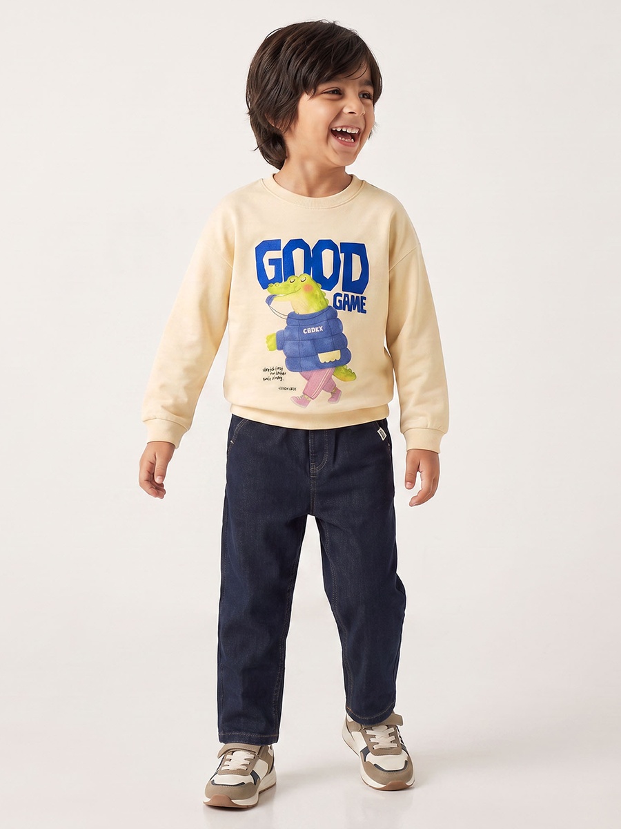 Graphic Print Sweatshirt with Ribbed Trim