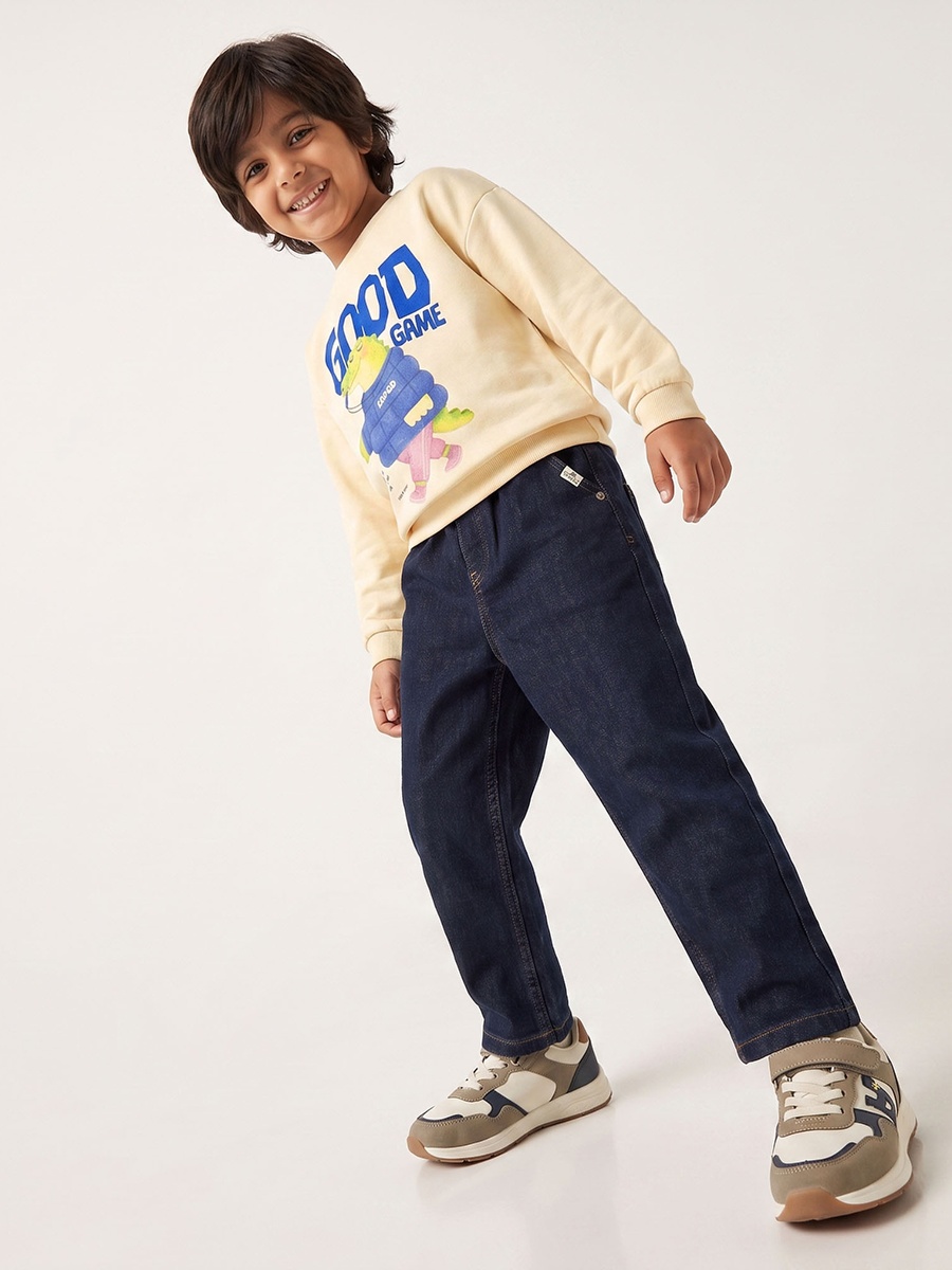 Graphic Print Sweatshirt with Ribbed Trim