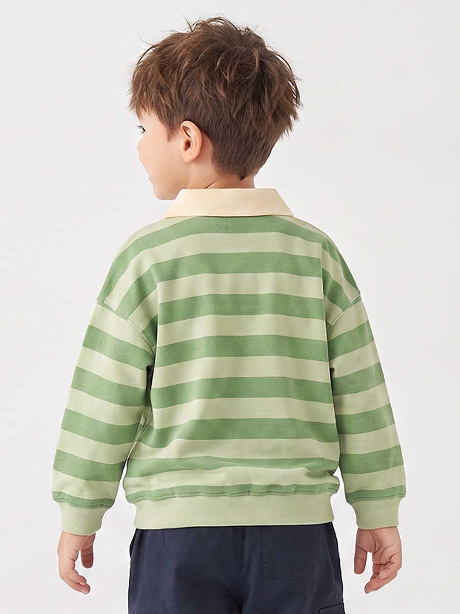 Striped Polo Sweatshirt with Long Sleeves