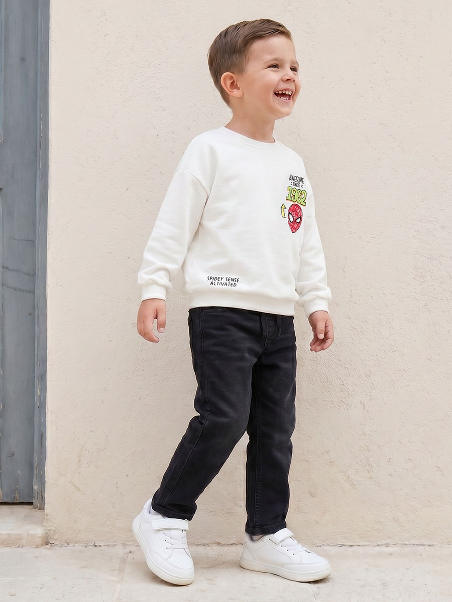 Spider-Man Print Sweatshirt with Long Sleeves