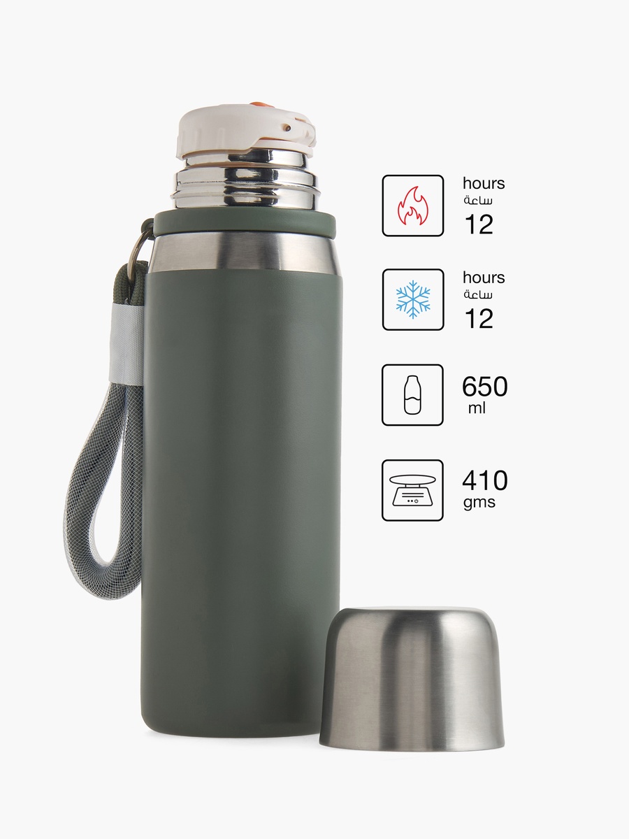 Solid Stainless Steel Thermoflask with Flip Lid - 800 ml