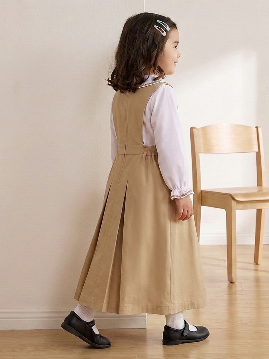 Brown School Pinafore with V Neck