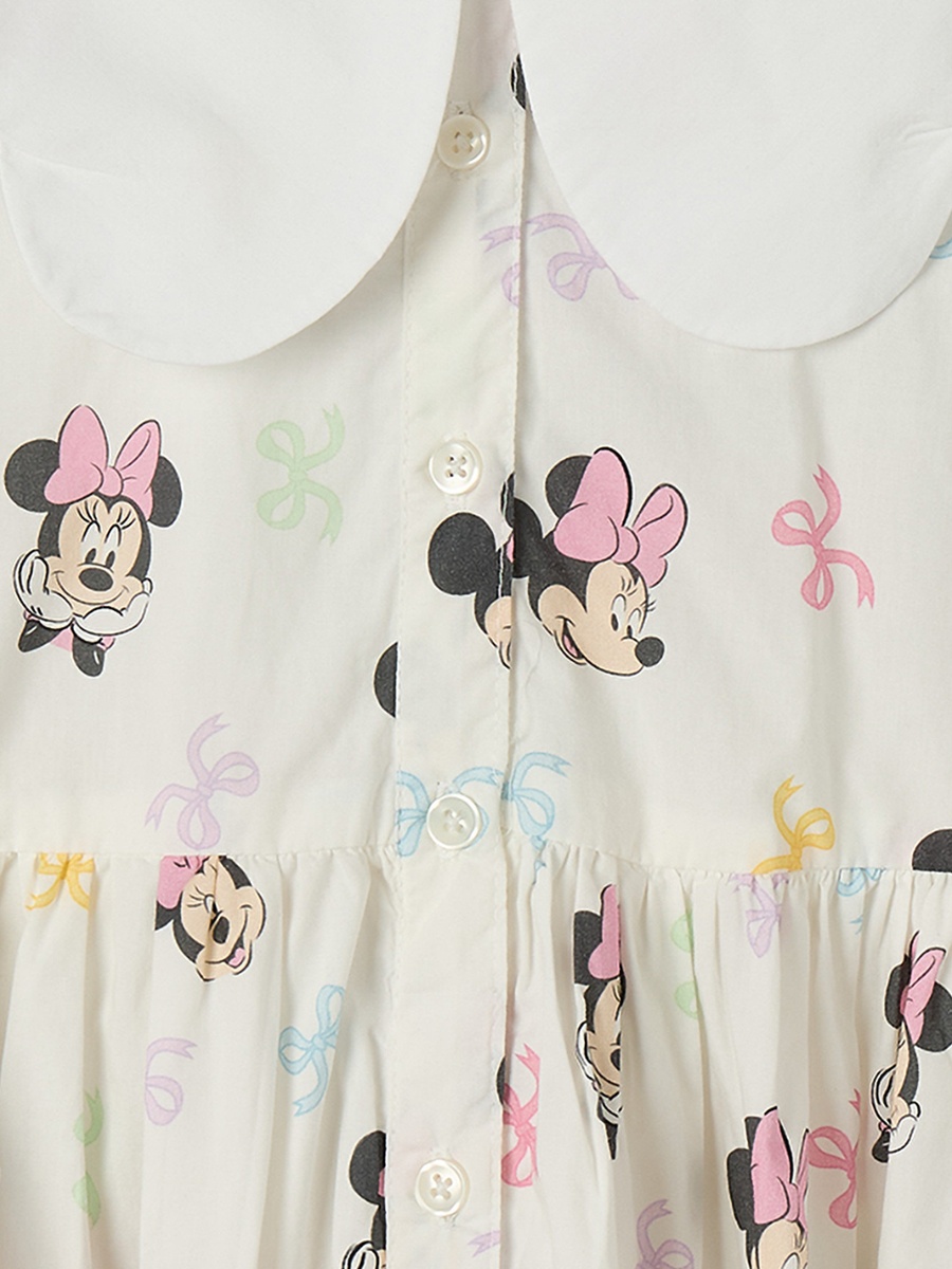 Peter Pan Long Sleeves Knee Length A-Line Dress with Minnie Mouse Print