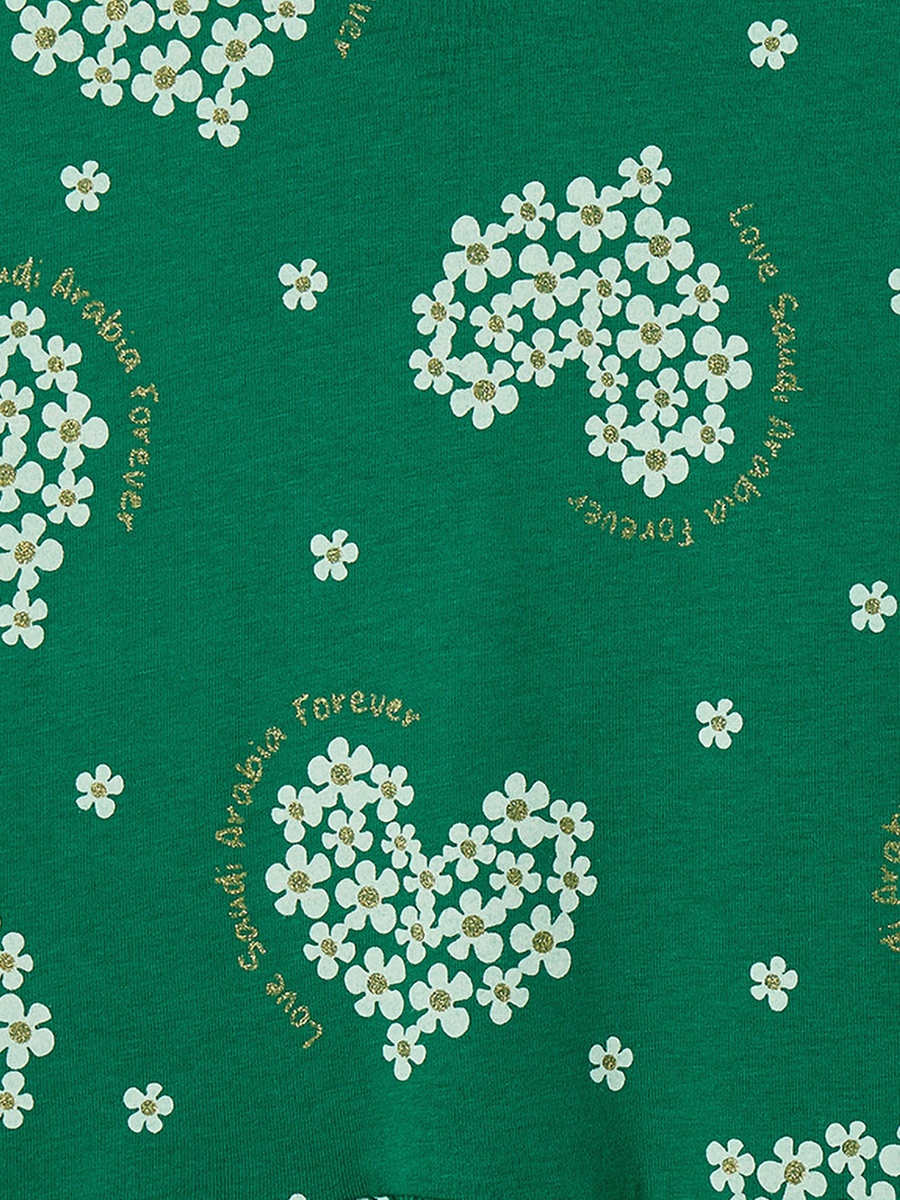 Round Neck Short Sleeves Dress with KSA National Day Print
