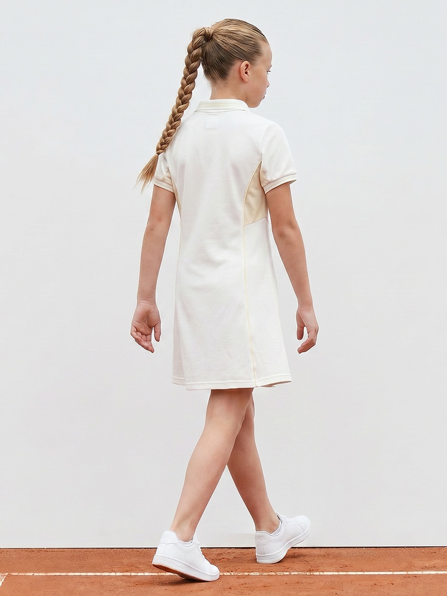 Collared Short Sleeves Knee Length Dress with Logo Print