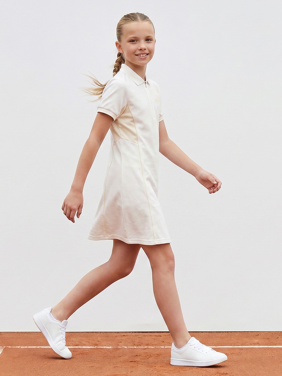 Collared Short Sleeves Knee Length Dress with Logo Print