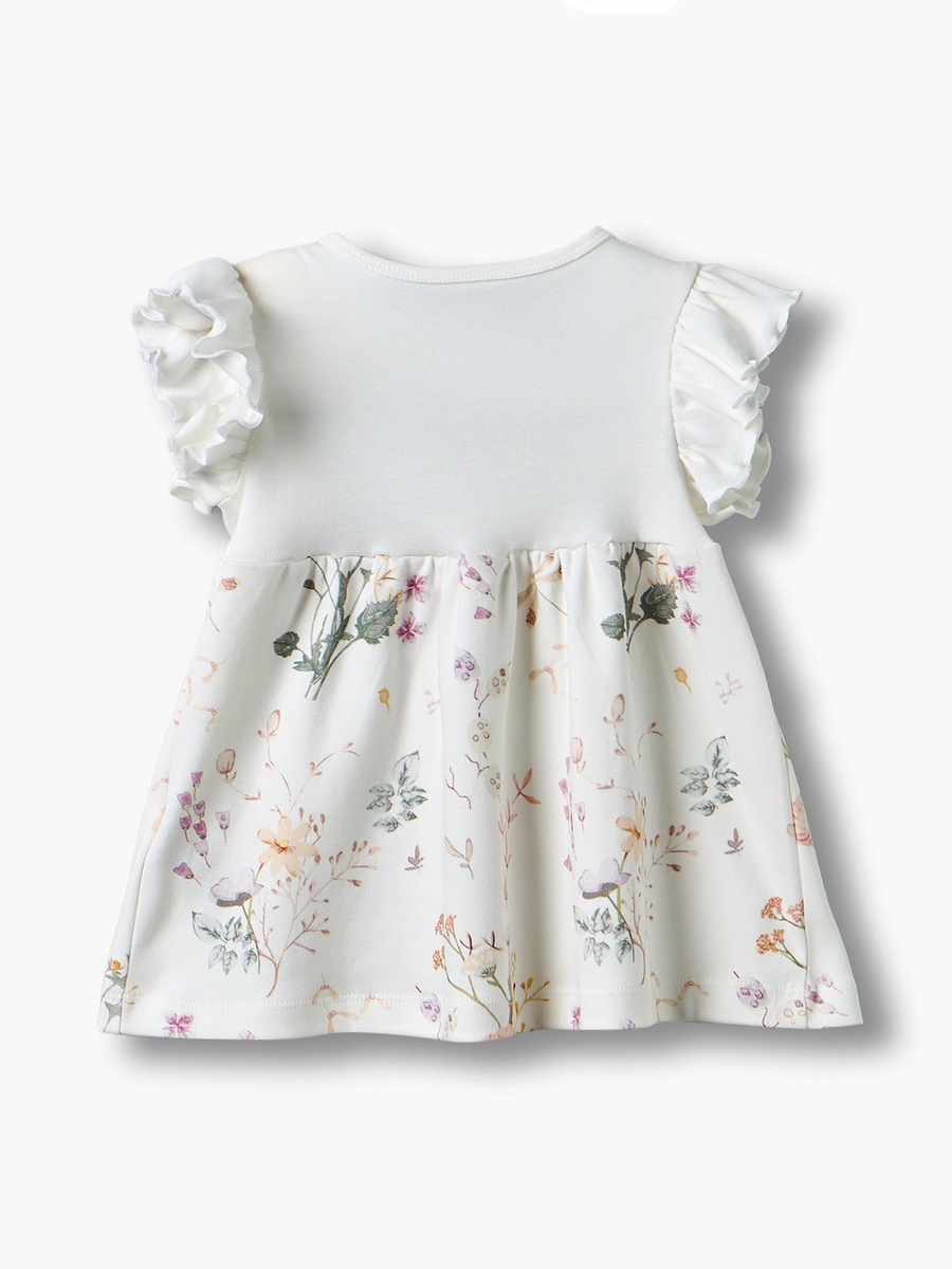Round Neck Short Sleeves Knee Length Dress with Floral Print