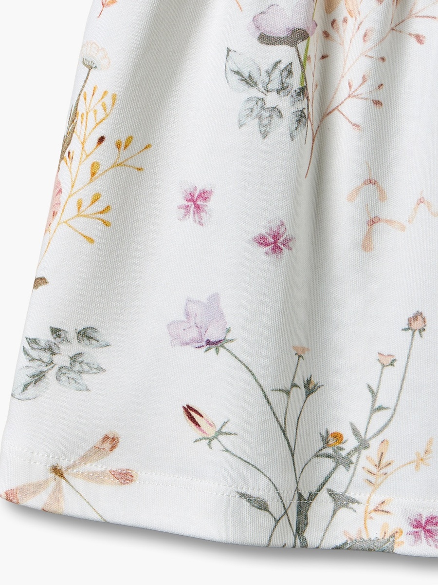 Round Neck Short Sleeves Knee Length Dress with Floral Print