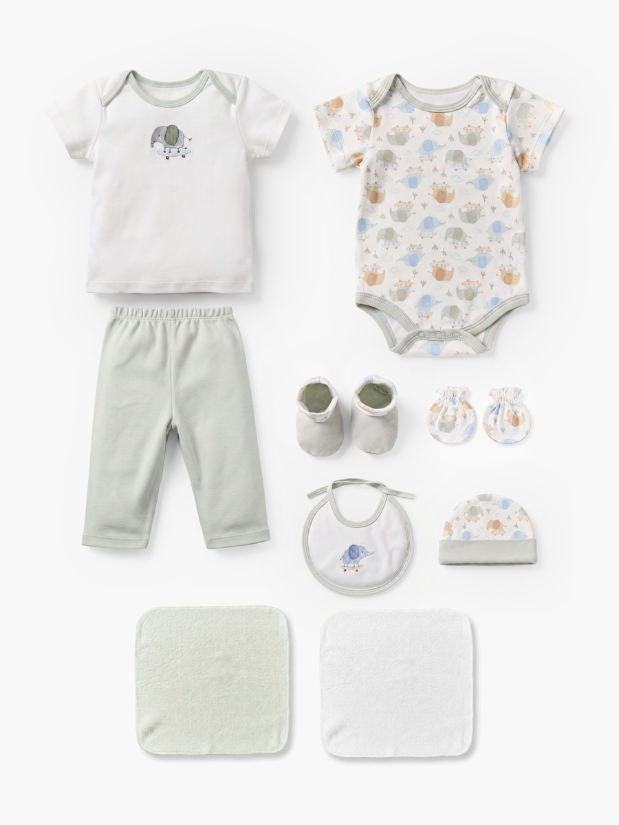 Set of 9 Clothing Gift Set with Elephant Print