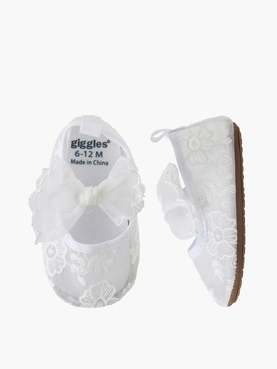 Booties with Elasticated Strap, Embroidered