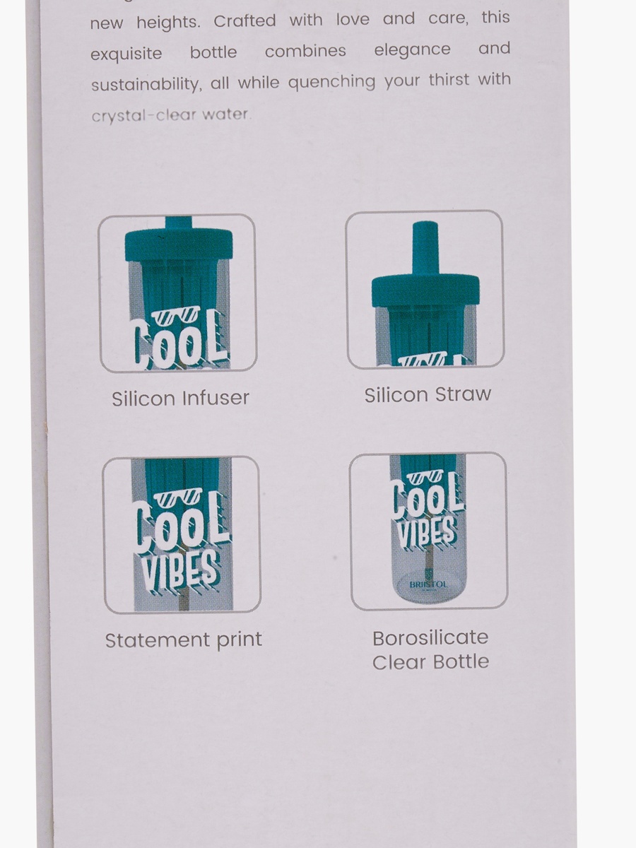 Printed Glass Water Bottle - 650 ml