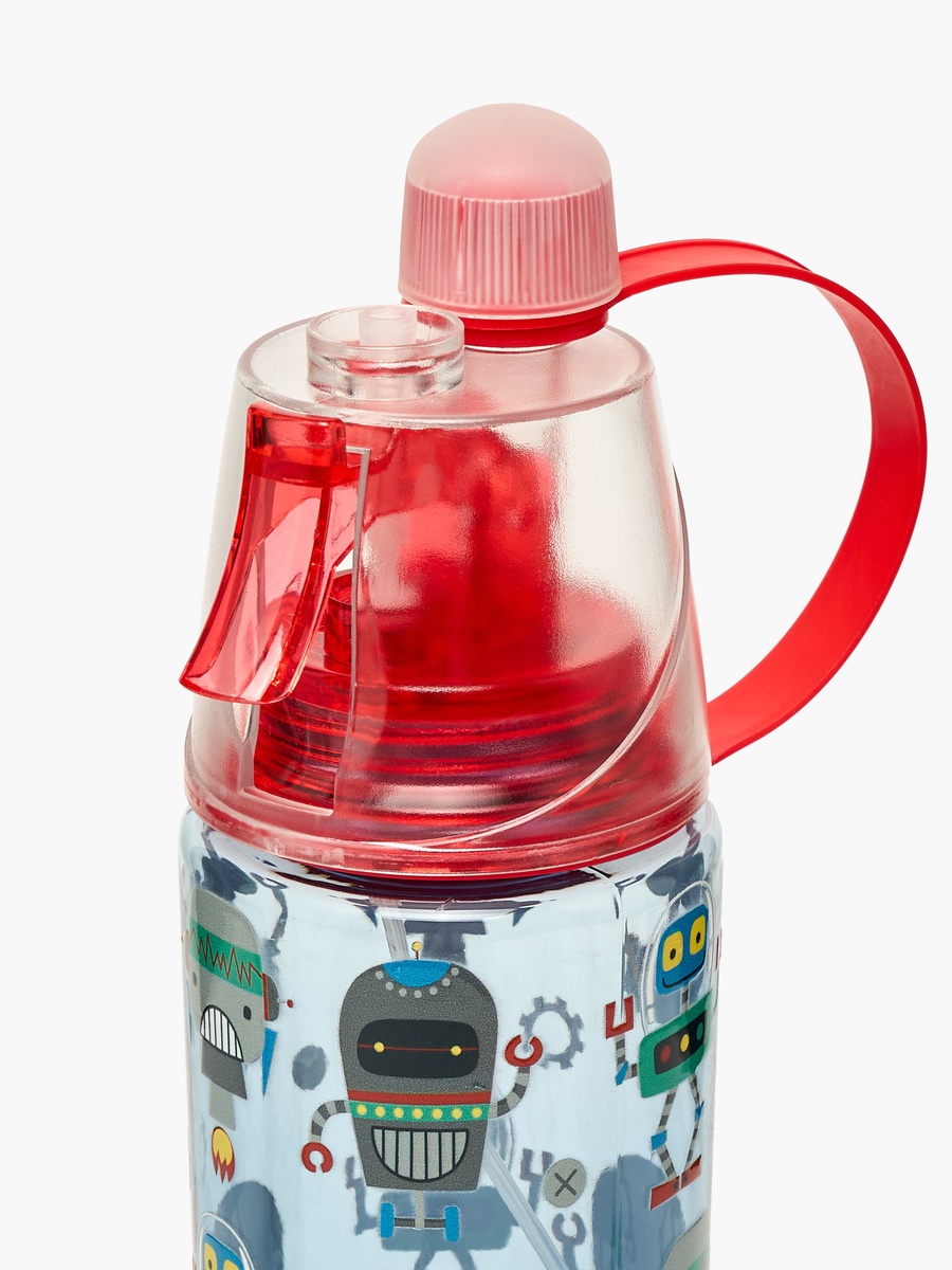 Robot Print Water Bottle with Spray