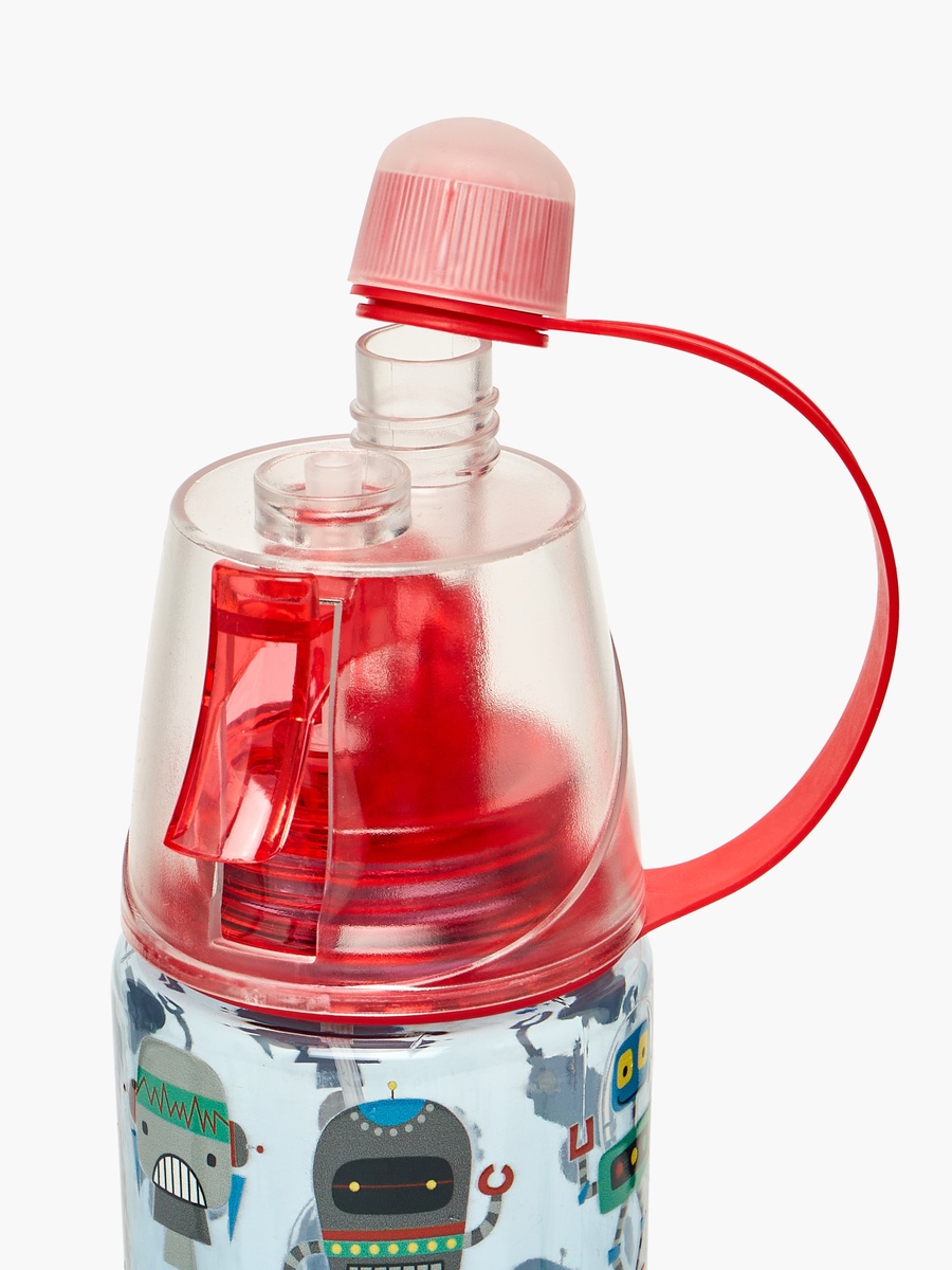 Robot Print Water Bottle with Spray