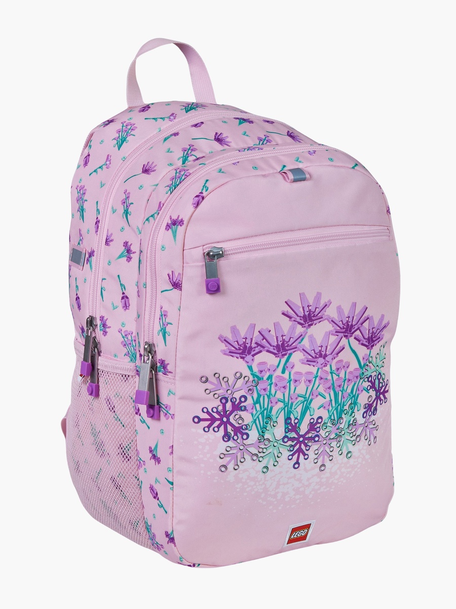 Floral Print Backpack with Adjustable Straps and Zip Closure - 44x34x28 cms