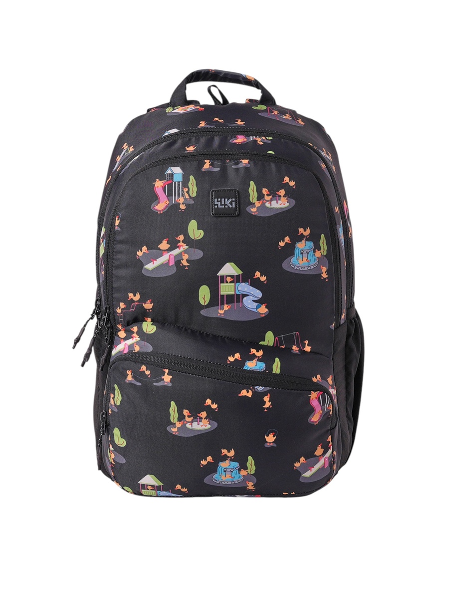 Wiki Duck Print School Backpack with Adjustable Shoulder Straps - 17x17x42 cms