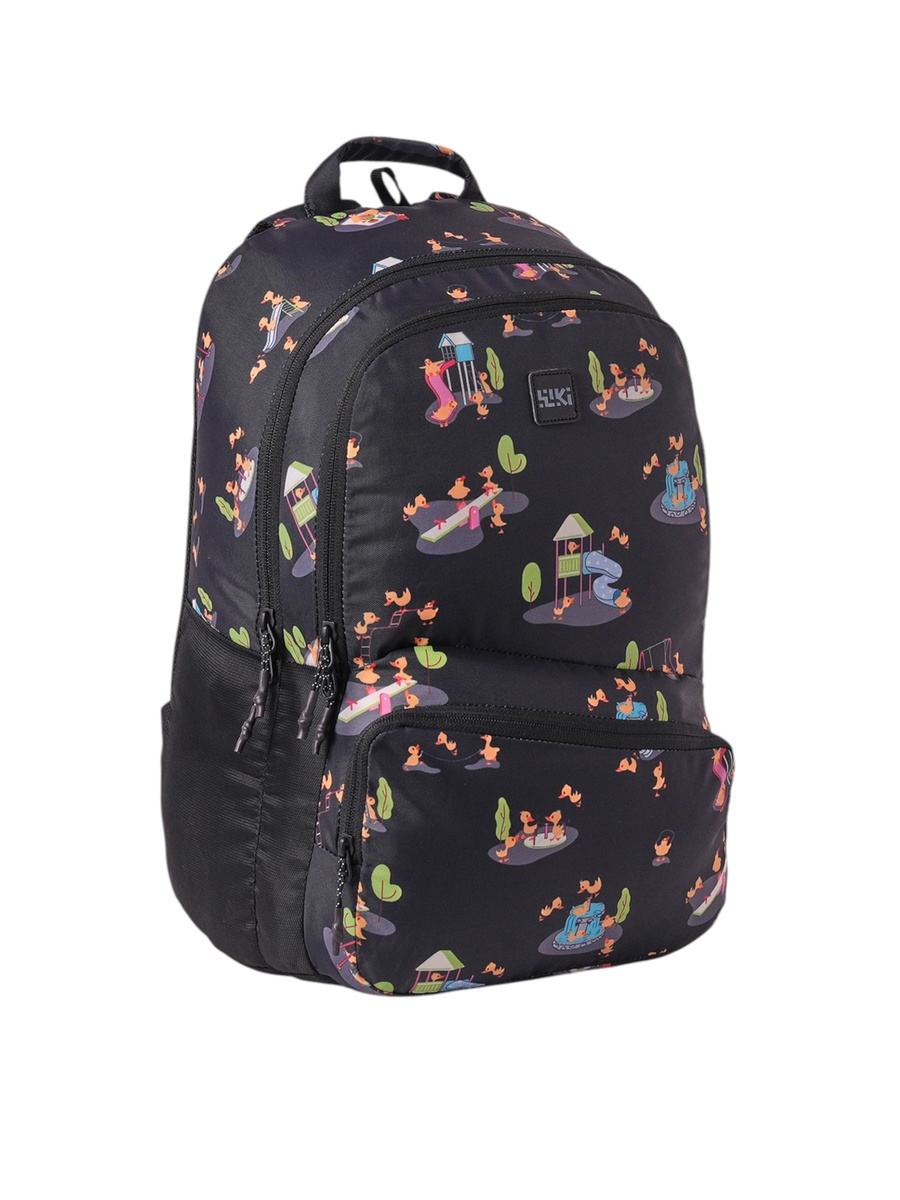 Wiki Duck Print School Backpack with Adjustable Shoulder Straps - 17x17x42 cms