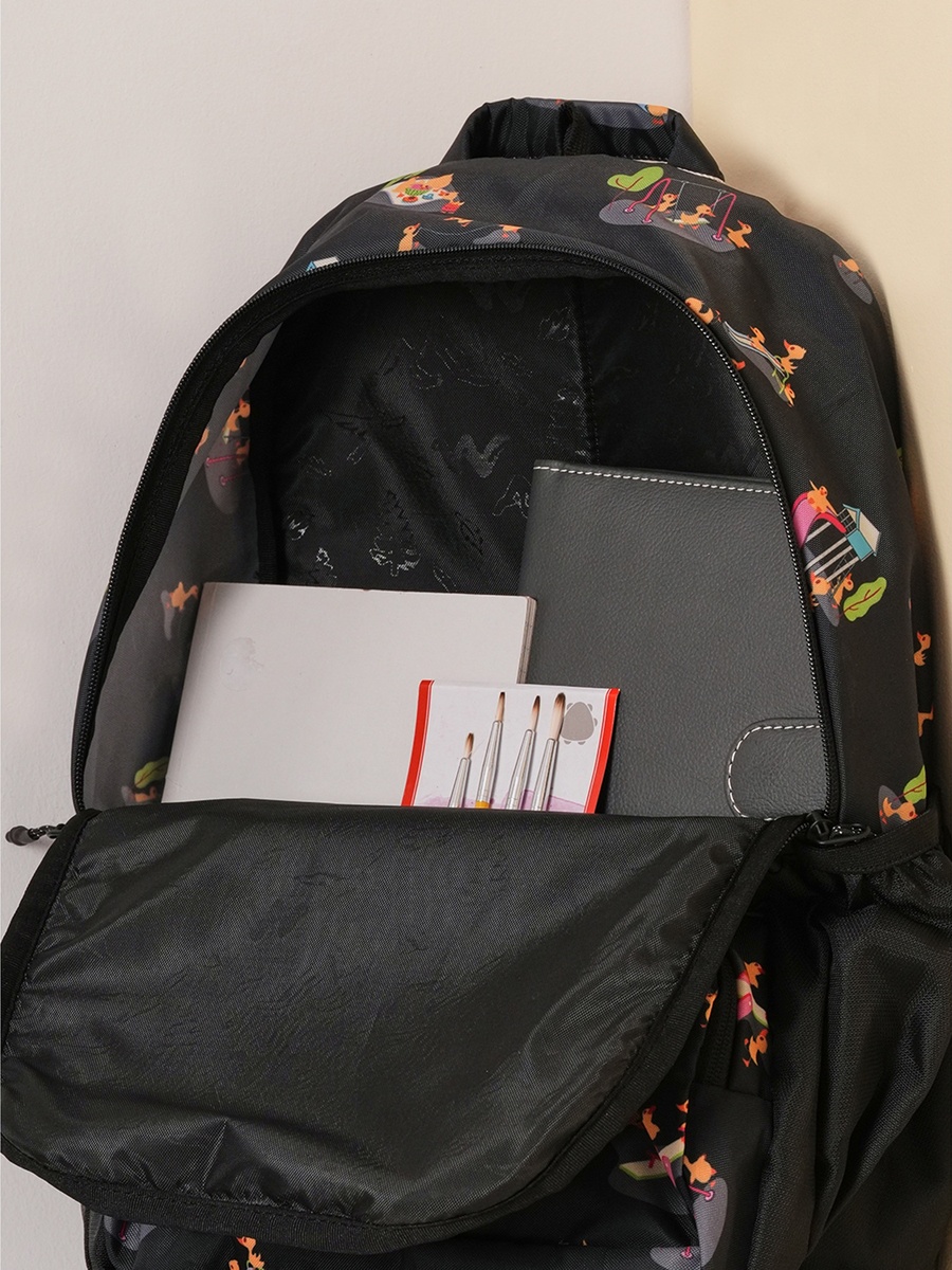 Wiki Duck Print School Backpack with Adjustable Shoulder Straps - 17x17x42 cms