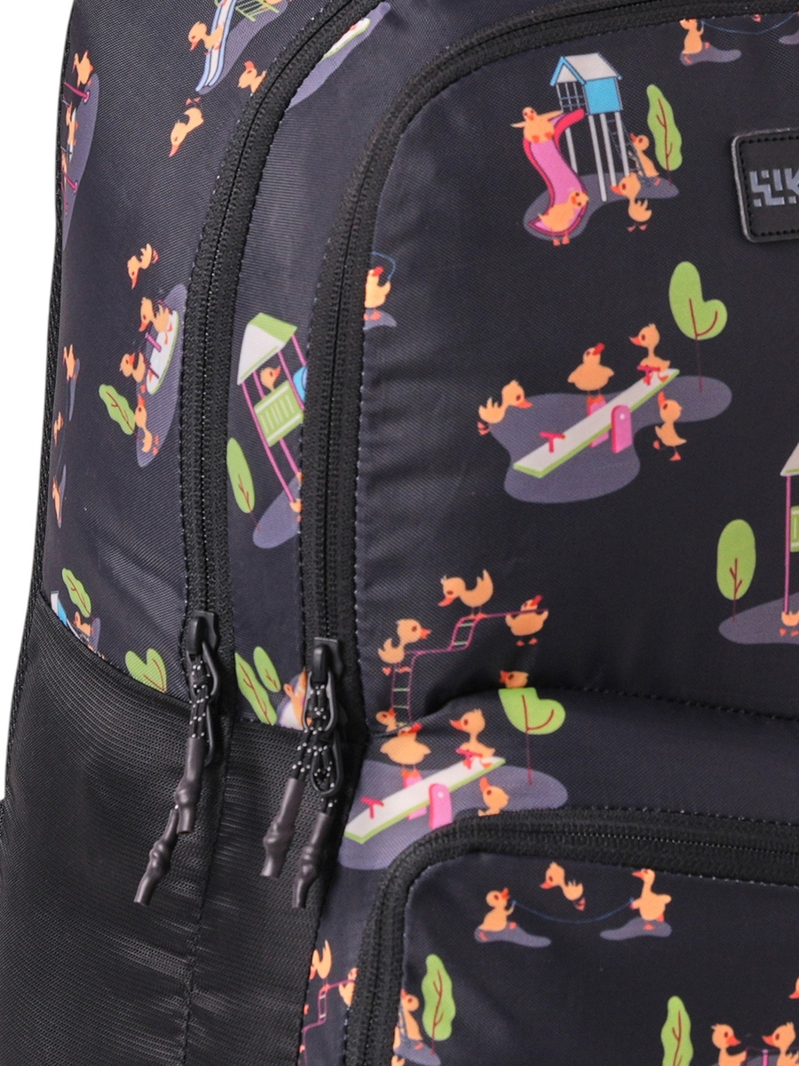 Wiki Duck Print School Backpack with Adjustable Shoulder Straps - 17x17x42 cms