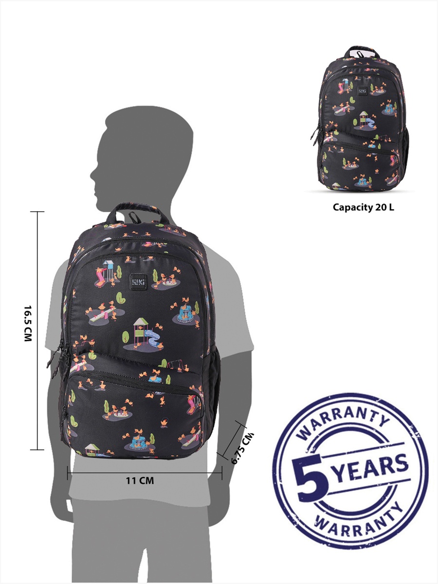 Wiki Duck Print School Backpack with Adjustable Shoulder Straps - 17x17x42 cms