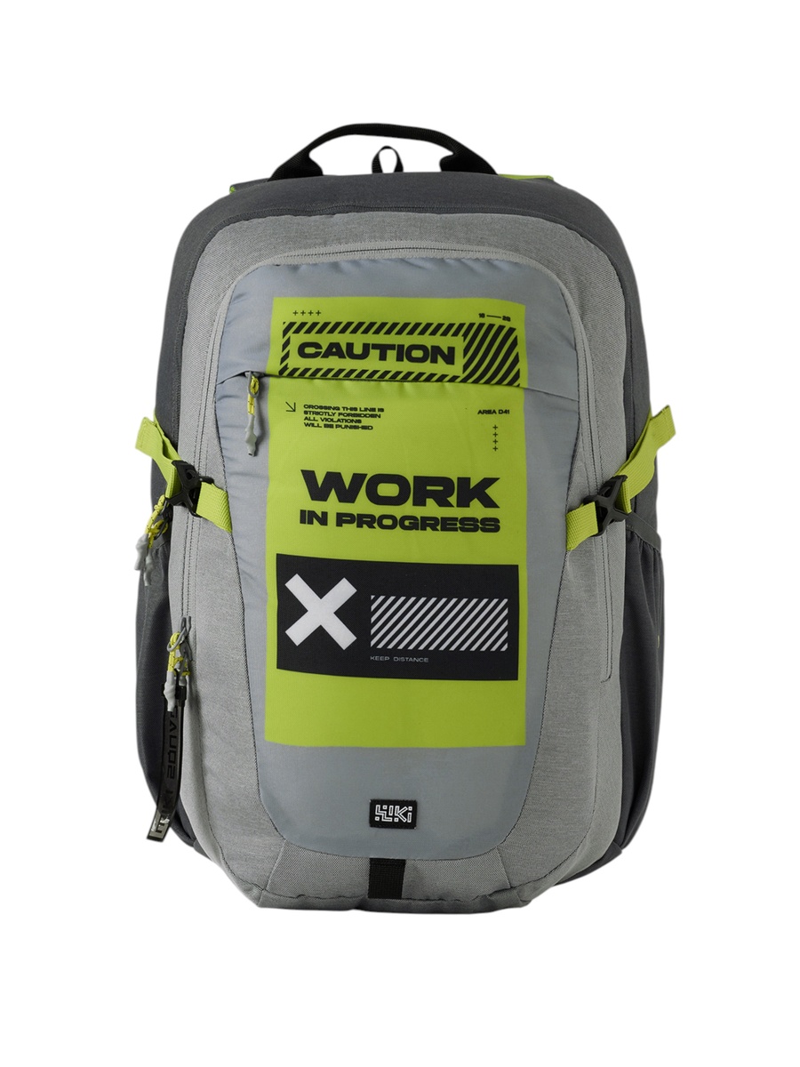 Wiki Printed Backpack with Adjustable Straps and Zip Closure - 23x23x47 cms