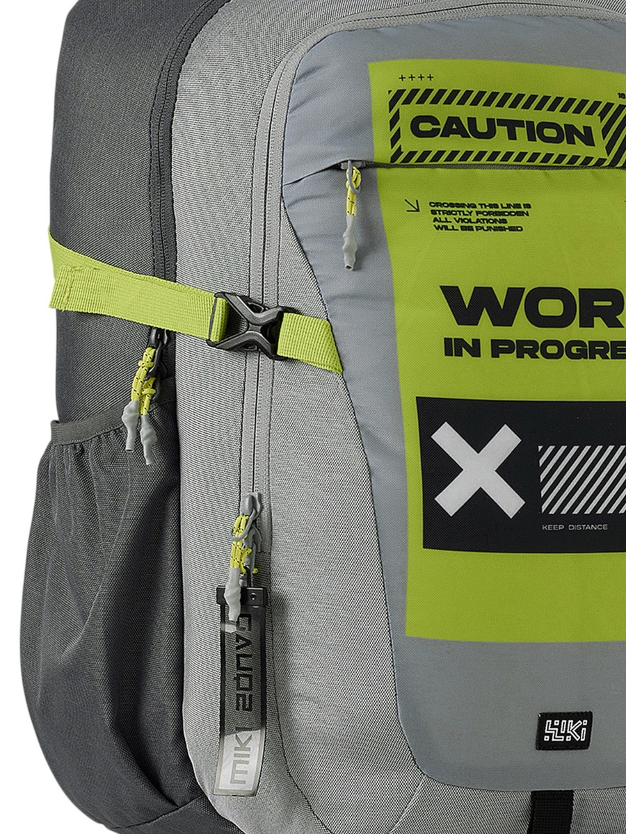 Wiki Printed Backpack with Adjustable Straps and Zip Closure - 23x23x47 cms