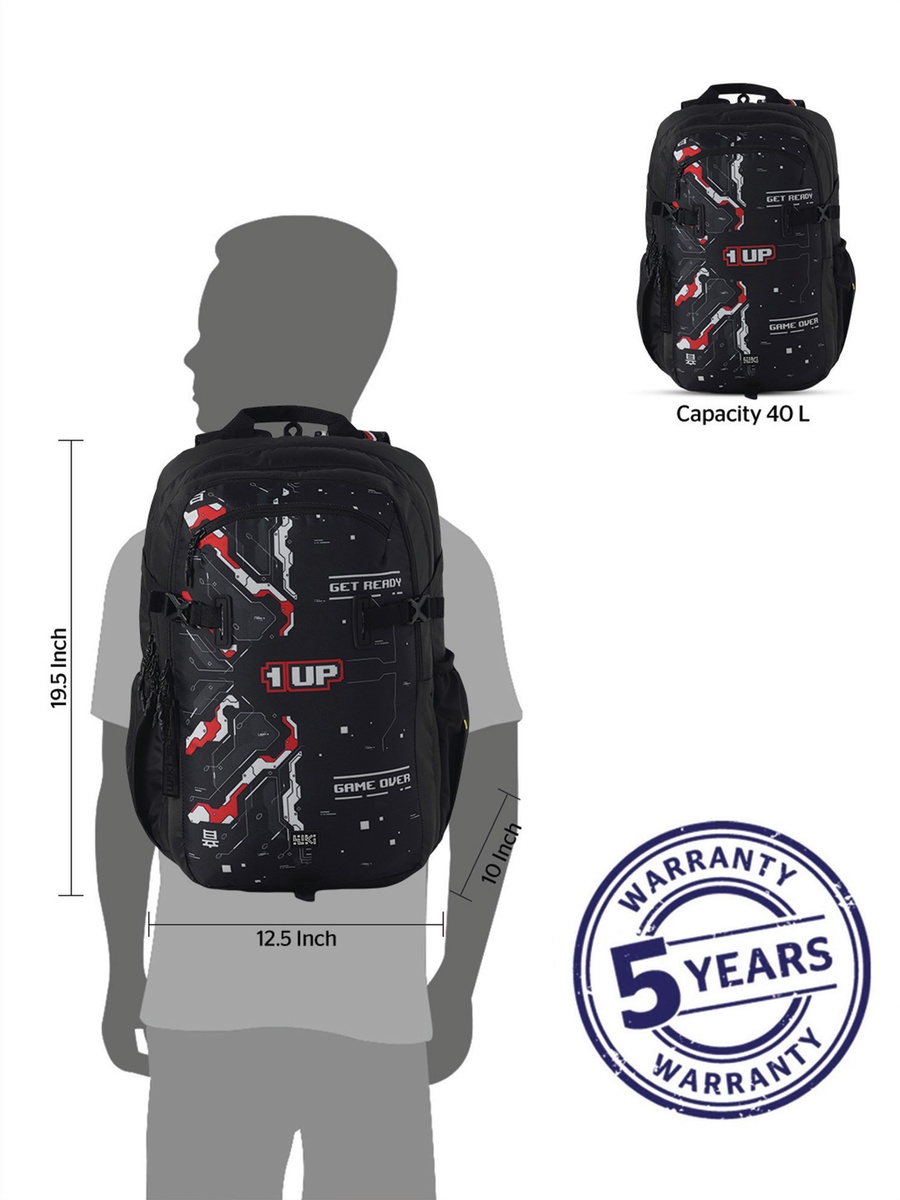 Wiki Gamer Print Backpack with Padded Straps - 25x25x50 cms