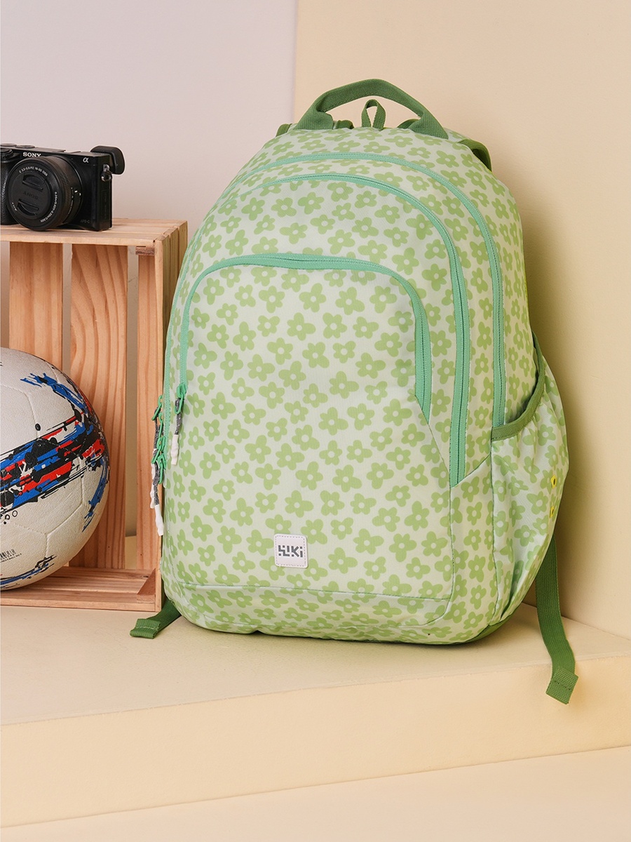 Wiki Floral Print School Backpack with Coin Pouch - 22x22x44 cm