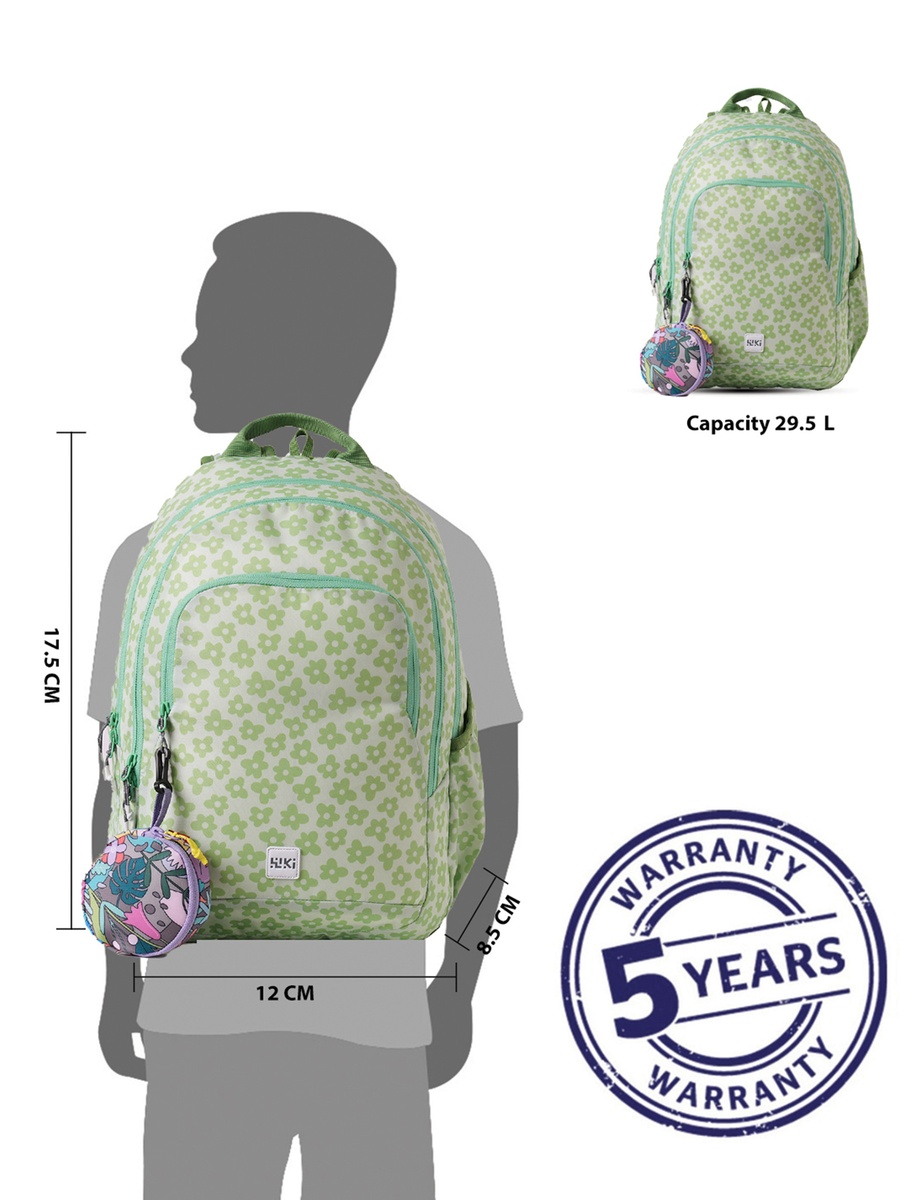 Wiki Floral Print School Backpack with Coin Pouch - 22x22x44 cm