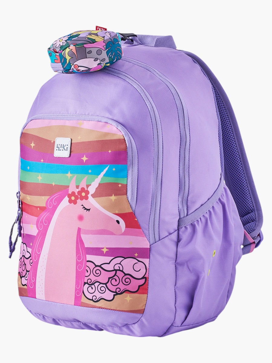 Wiki Unicorn Print Backpack with Adjustable Straps and Zip Closure - 22x22x44 cms
