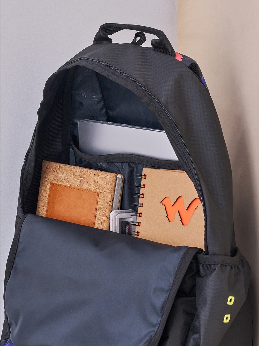 Wiki Printed Backpack with Detachable Pouch and Zip Closure - 23x23x44 cms