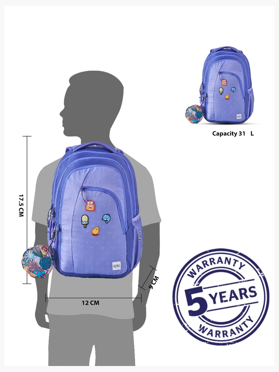 Wiki Printed School Backpack with Coin Pouch - 23x23x44 cms