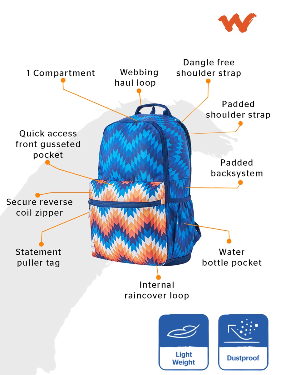 Wiki Printed School Backpack with Adjustable Shoulder Straps - 13x13x46 cms