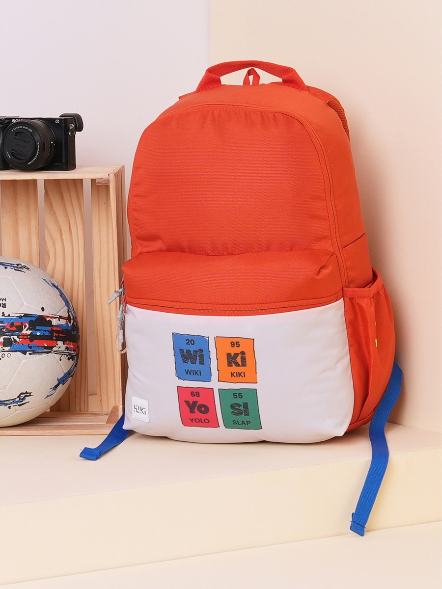 Wiki Colourblock Printed Backpack with Padded Straps - 5x11x18 cms