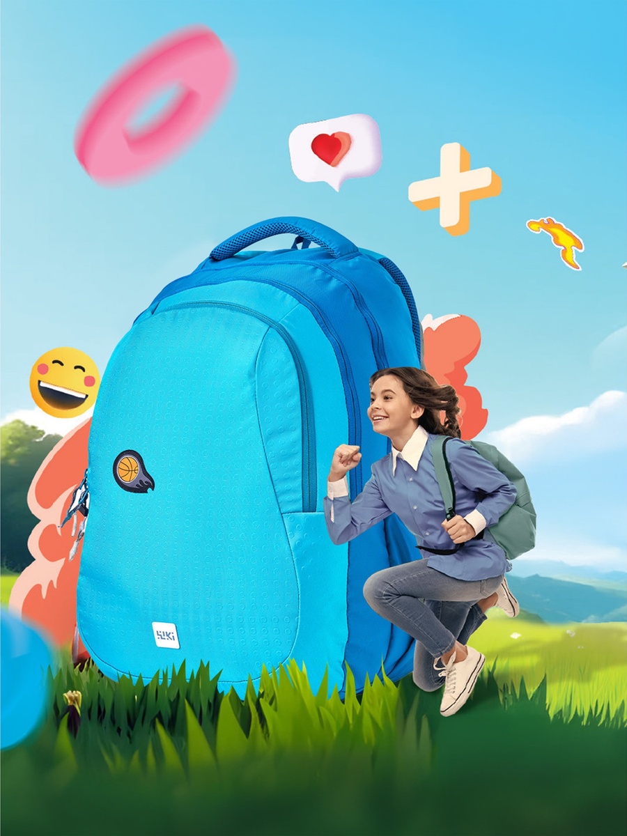 Wiki Printed School Backpack with Adjustable Shoulder Straps - 28x28x50 cms