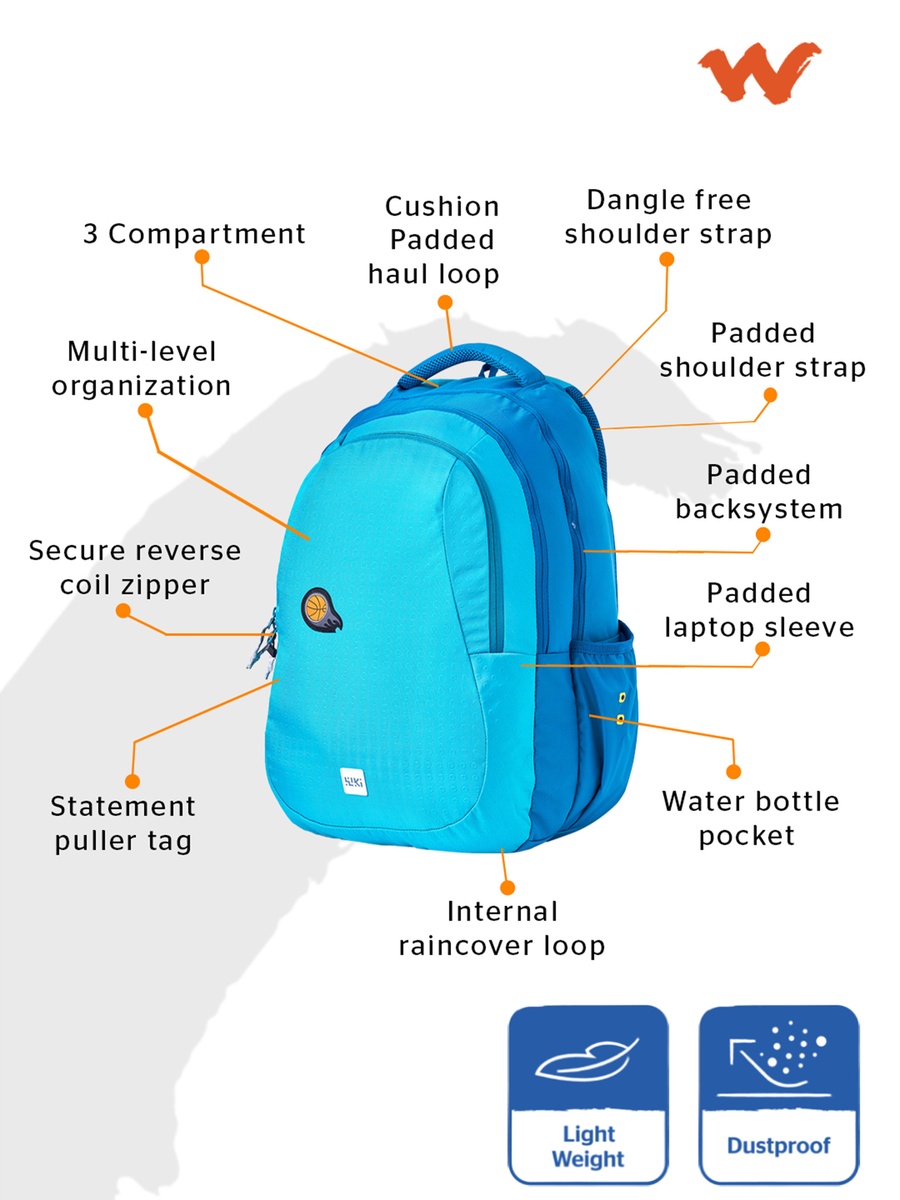 Wiki Printed School Backpack with Adjustable Shoulder Straps - 28x28x50 cms