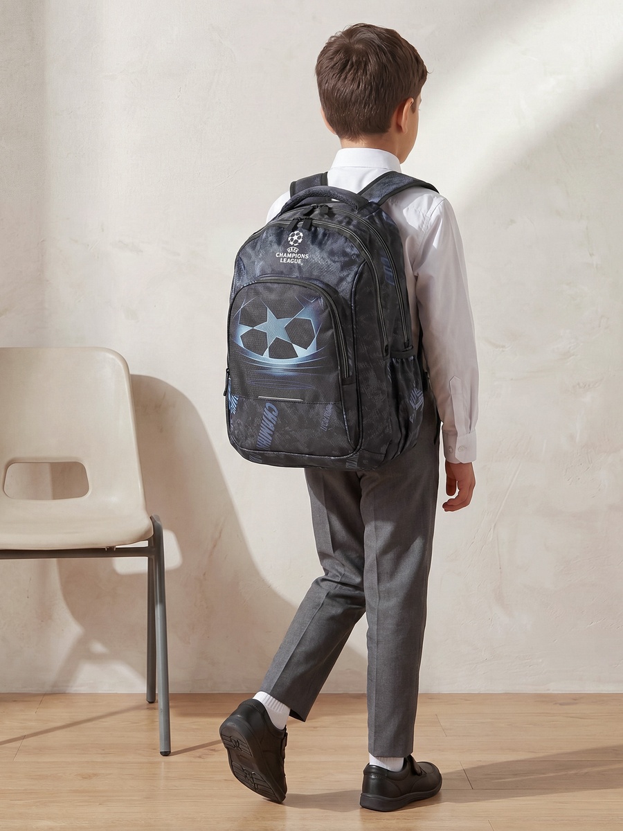 Football Print Backpack with Padded Straps - 18 inches
